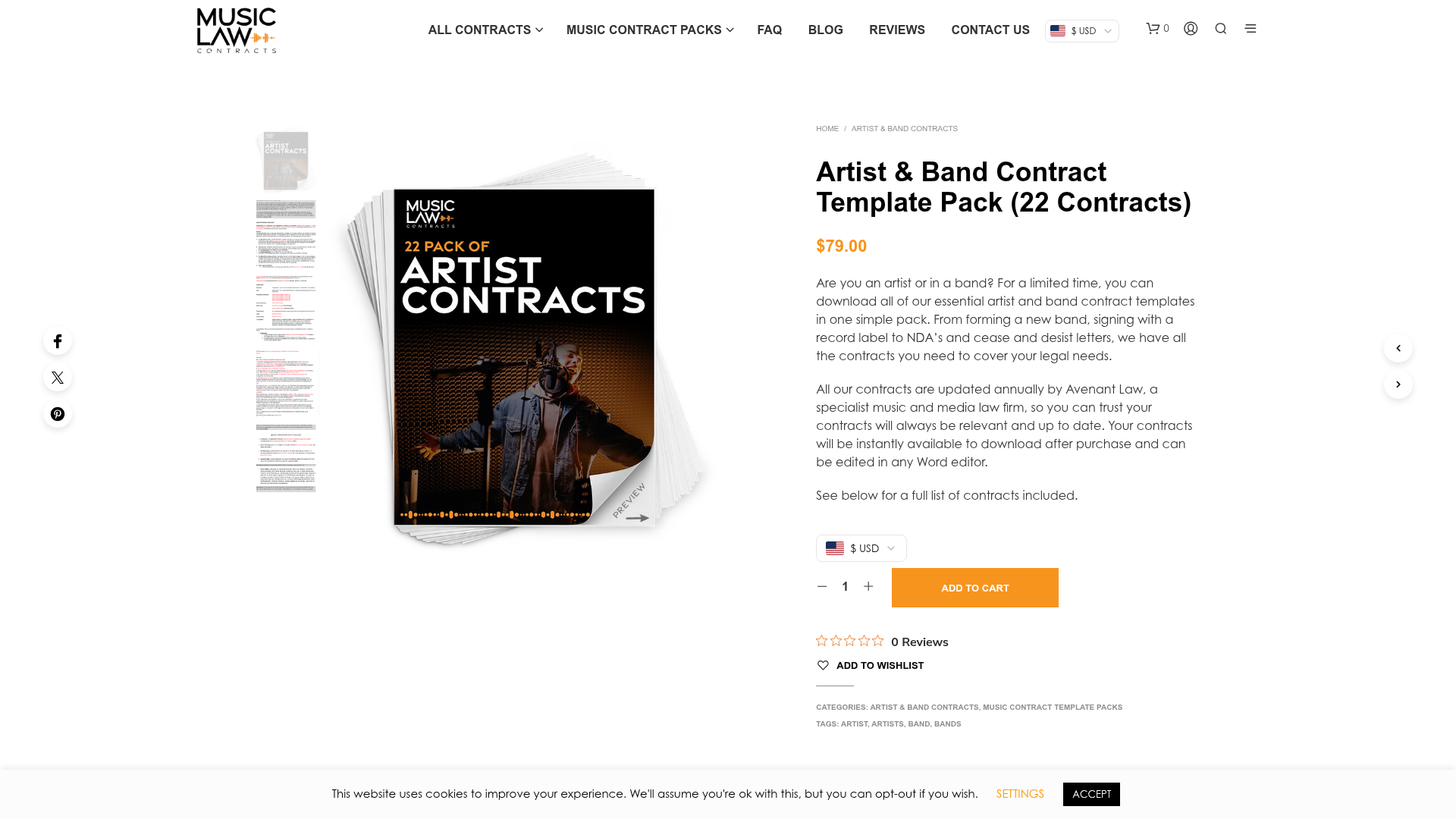 Music Law Contracts Artist and Band Contract Template Pack page